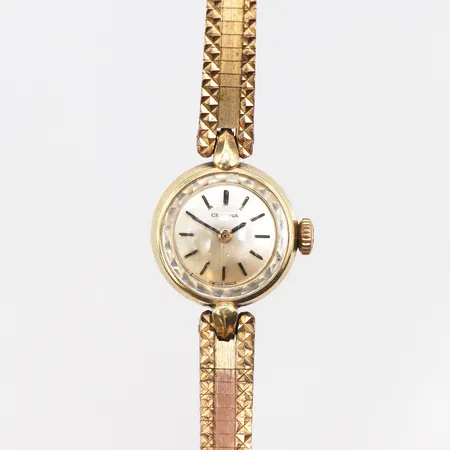 Damur Certina 14K, 17mm, manuell, boettnr: 0809 203, cal 13-20, klockarmband i oädel metall, inga tillbehör