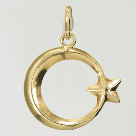Hänge nymåne & stjärna, Ø17mm exkl ögla, 14K 0,7g