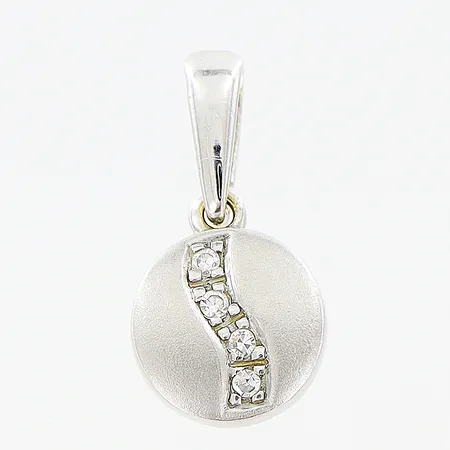 Hänge diamanter 4 xa ca 0,005ct 14x7mm matt/blank yta vitguld 18K.  Vikt: 0,9 g