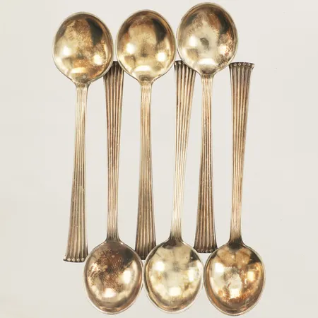 Sex kaffeskedar längd 8,5cm etui silver 830/1000 Vikt: 57,5 g