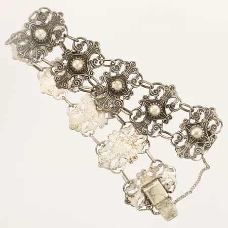 Armband längd 18,5cm bredd 25,9mm år 1954 säkerhetskedja silver 830/1000 Vikt: 25 g