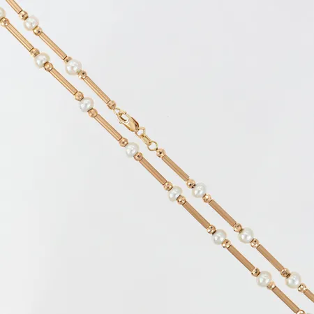 Collier med rörliga stavar och pärlor 42cm, bredd 4,9-2mm, GFAB, 18K Vikt: 12 g