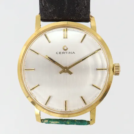 Herrur Certina 18K, manuell, gravyr, trasig läderband, repigt glas, bruttovikt: 30g Vikt: 30 g