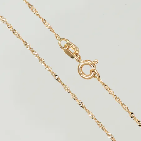 Halskedja Singapore längd 42cm bredd 1mm, 18K 1,4g Vikt: 1,4 g