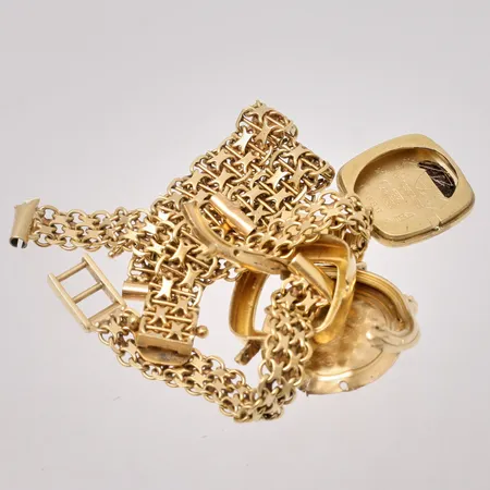 Diverse defekt guld 18K, 34,7g.