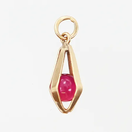 Hänge med röd sten 17x6mm, 18K Vikt: 0,7 g
