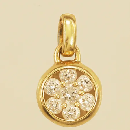 Hänge med diamanter 7xca0,02ct längd 11,8mm bredd 6,9mm 18K Vikt: 1,1 g