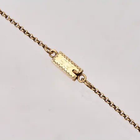 Kedja 176cm Ärtlänk bredd 1,4mm, kistlås, personlig gravyr, 18K guld, 14,2g.