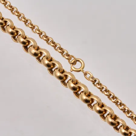 Kedja 43,3cm Ärtlänk docerad bredd 3,5-6,6mm, 18K guld, 10,44g.