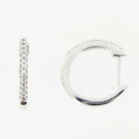 Örhängen diamanter 24 x ca 0,005ct Guldfynd creoler Ø12mm vitguld 18K Vikt: 1,6 g