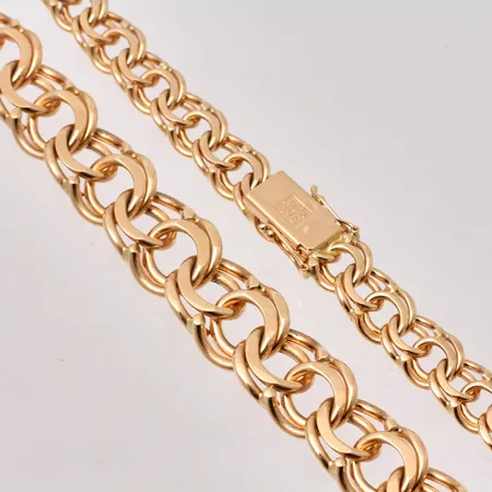 Collier 46cm docerad Bismarck, bredd 9,6-14,9mm, Svedbom & Co AB, 18K guld, 104,46g.