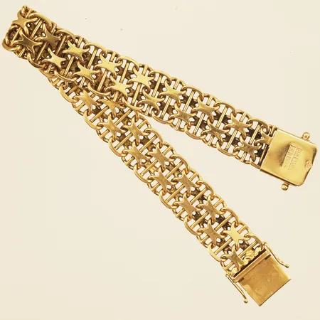 Armband X-länk med stav längd 19cm bredd 12,7mm 18K Vikt: 34,5 g