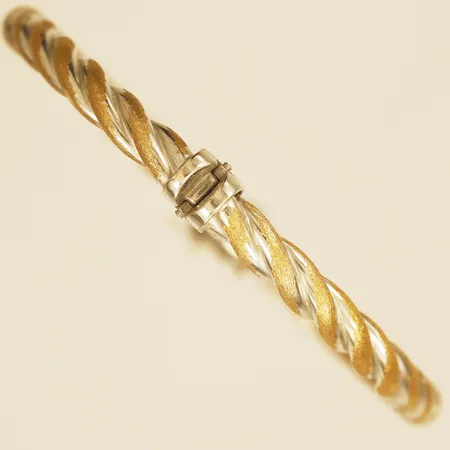 Armring Ø6,5cm bredd 3,8mm öppningsbar tvåfärgat 18K Vikt: 9,6 g