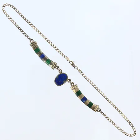 Collier med emaljdetaljer, längd 46cm, bredd 4-17mm, 925/1000 silver Vikt: 17,4 g