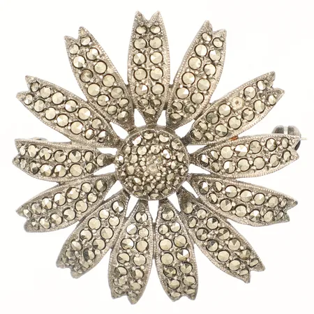 Brosch med markasiter Ø37mm silver 830/1000 Vikt: 10 g