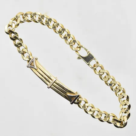 Armband Pansar med platta längd 21½cm, bredd 7mm, gulguld/vitguld, 14K. Vikt: 12,4 g
