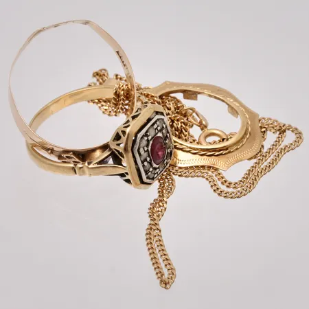 Diverse defekt guld, 18K, 10,05g.