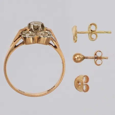 Diverse guld, stenar, udda, slitage, 18K  Vikt: 3,2 g