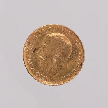 Mynt 1/2 sovereign George V 1915, bucklig. 22K Vikt: 3,9 g