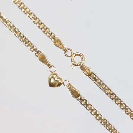 Collier X-länk med integrerat hjärta 41,5cm bredd 2-5mm 18K Vikt: 5,6 g