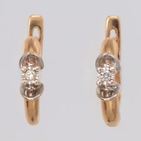 Örhängen med diamanter 2x ca 0,02ct längd 14mm, bredd 4mm, 14K  Vikt: 3,1 g
