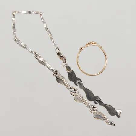 Ring med sten, Armband vitguld, defekta, 14K Vikt: 4,7 g