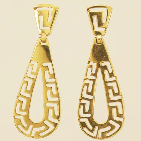 Örhängen längd 4,5cm bredd 16,3mm böjd stift 14K Vikt: 7,4 g