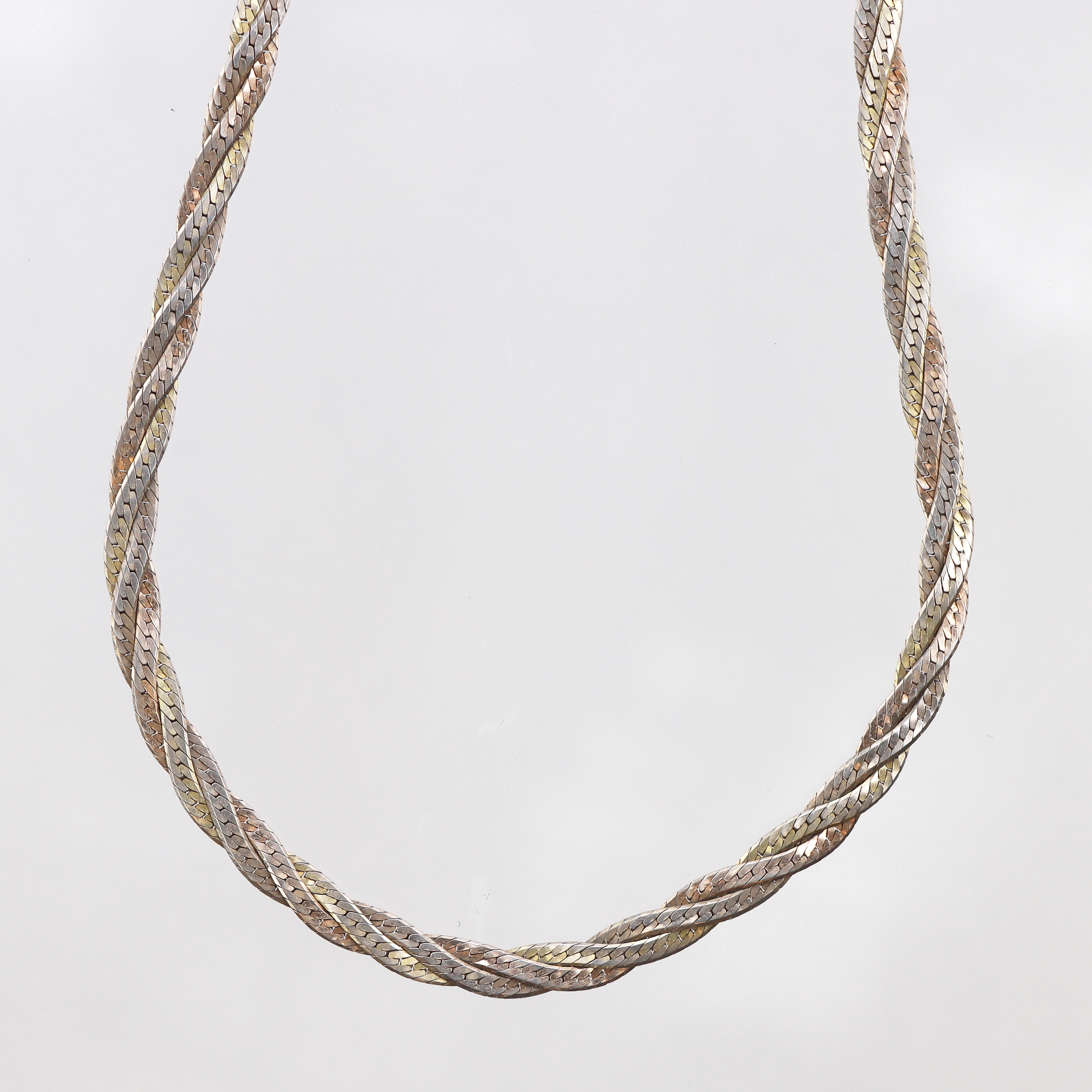 Collier flätat 41cm, bredd: 4mm, 925/1000 silver Vikt: 7,4 g