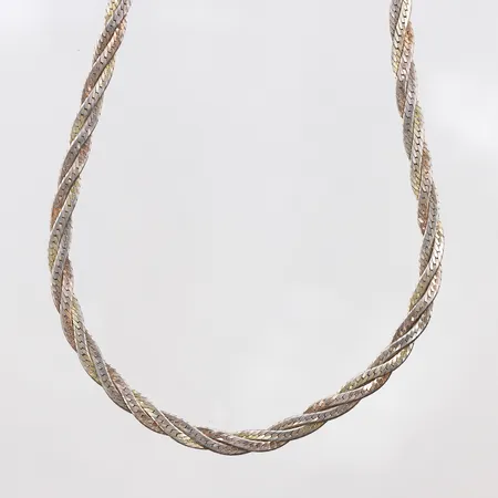 Collier flätat 41cm, bredd: 4mm, 925/1000 silver Vikt: 7,4 g