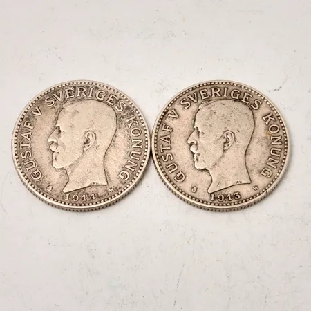 2st 2 kronor i silver, 800/1000, 29,70g.
