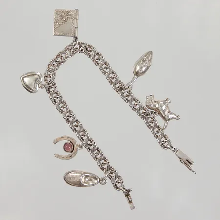 Armband Bismarck med berlocker längd 16,5cm, bredd 5,2mm, silver 835/1000 Vikt: 12 g