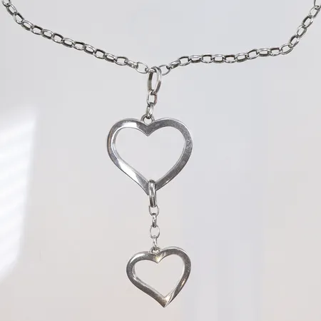 Collier med integrerade hjärtan 45cm bredd 3-64mm silver 925/1000 Vikt: 19 g