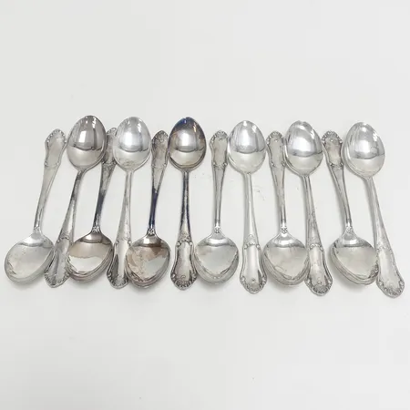 12 Teskedar, längd 12,5cm, modell EVA, MEMA, 830/1000 silver Vikt: 238,5g Vikt: 238,5 g