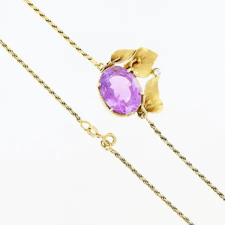 Collier Cordell lila sten längd 45,5cm bredd 1,5-25mm 18K. Bruttovitk: 15,3gram Vikt: 15,3 g
