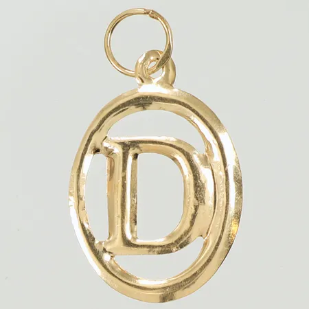 Hänge "D" längd 20mm bredd 12mm, repig, 14K 0,2g