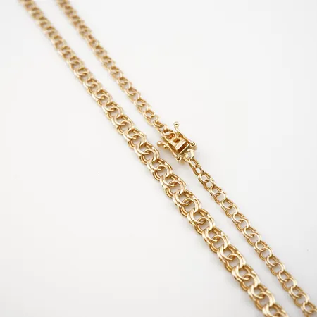 Collier dosserad bismarck, 43cm, bredd 5mm, 18k, fint skick Vikt: 7,8 g