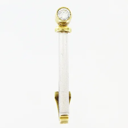 Hänge med vit sten 32x2,5-3mm, öppningsbar låsögla, vit/gulguld, 14K Vikt: 2,7 g