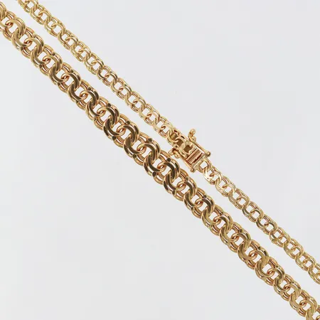 Collier doserat Bismarck 49cm, bredd 6,8-3,7mm, kistlås, Iduna Ab år 1972, 18K Vikt: 19,7 g