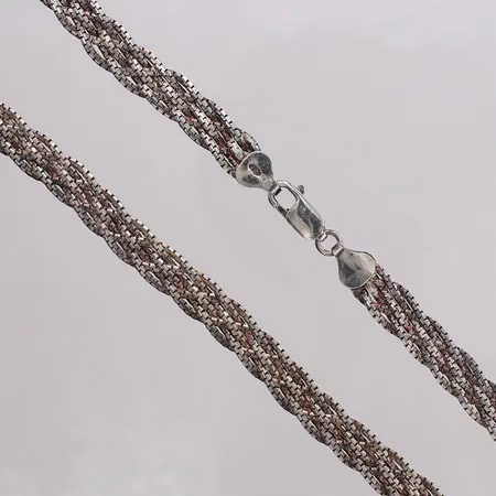 Collier flätad längd ca 45cm, bredd 8mm, GHA silver 925/1000 silver Vikt: 20 g