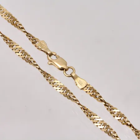 Kedja Singapore, längd ca 46cm, bredd ca 3mm, Midas, 14K, 5,56g.