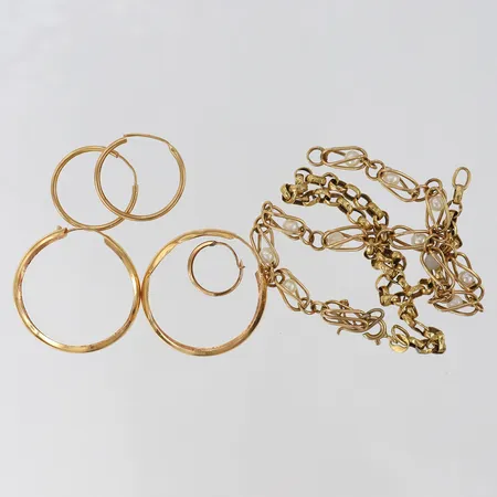 Diverse guldsmycken armband örhängen pärlor skeva defekta 18K Vikt: 13,9 g