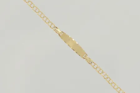 Armband med bricka längd 13,5 cm, bredd 3-5 mm, 18K Vikt: 1,6 g