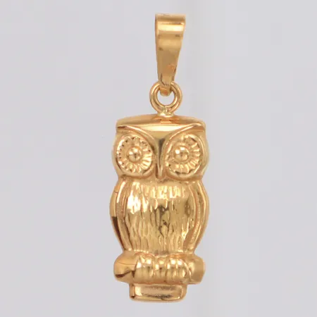 Hänge uggla längd 20,8mm, bredd 7mm, GHA, 18K Vikt: 0,5 g