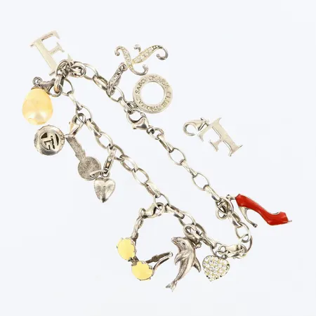 Armband Thomas Sabo Lucky Charm, 9 berocker, 1 lös berlock, etui sliten, 925/1000 silver Vikt: 28 g