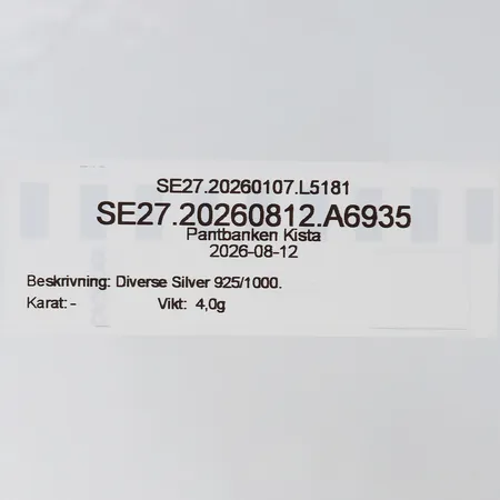 Diverse Silver 925/1000. Vikt: 4 g