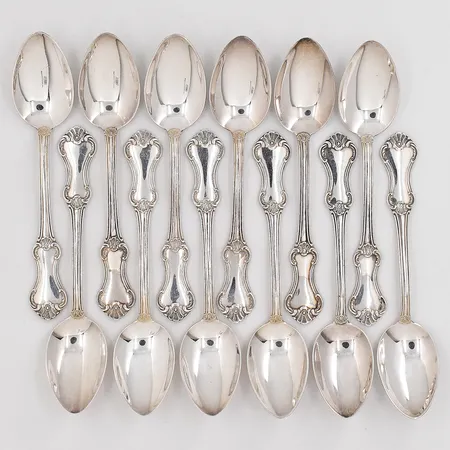 12 Kaffeskedar modell Patricia längd 12cm silver 830/1000 Vikt: 197,6 g