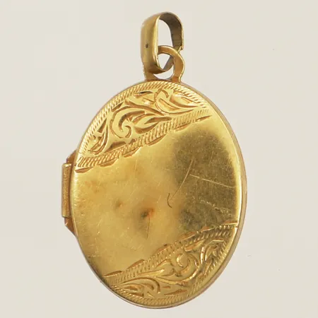 Hänge medaljong längd 22,7mm bredd 13,8mm bucklig 18K Vikt: 1,6 g