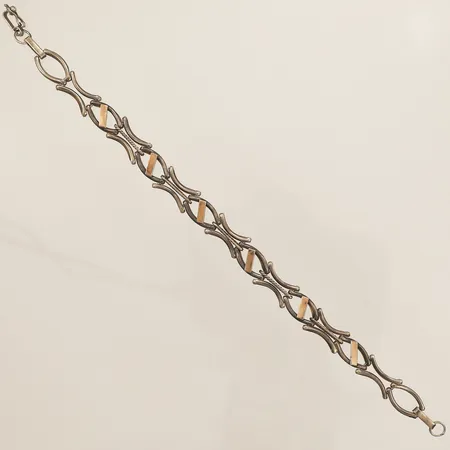 Armband längd 19,5cm bredd 9,7mm delvis förgyllt silver 925/1000 Vikt: 9 g
