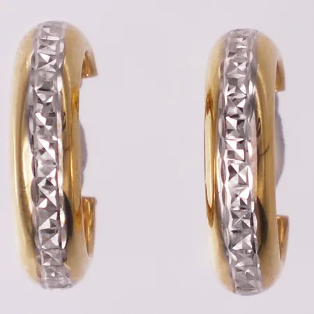 Ett par örhängen creoler bredd ca 18mm vitguldsdetaljer, 18K Vikt: 2,1 g