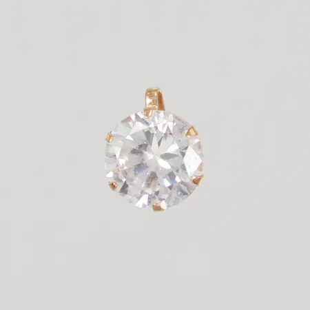 Hänge med stor vit sten, ca 8x10mm, GHA 18K Vikt: 0,9 g